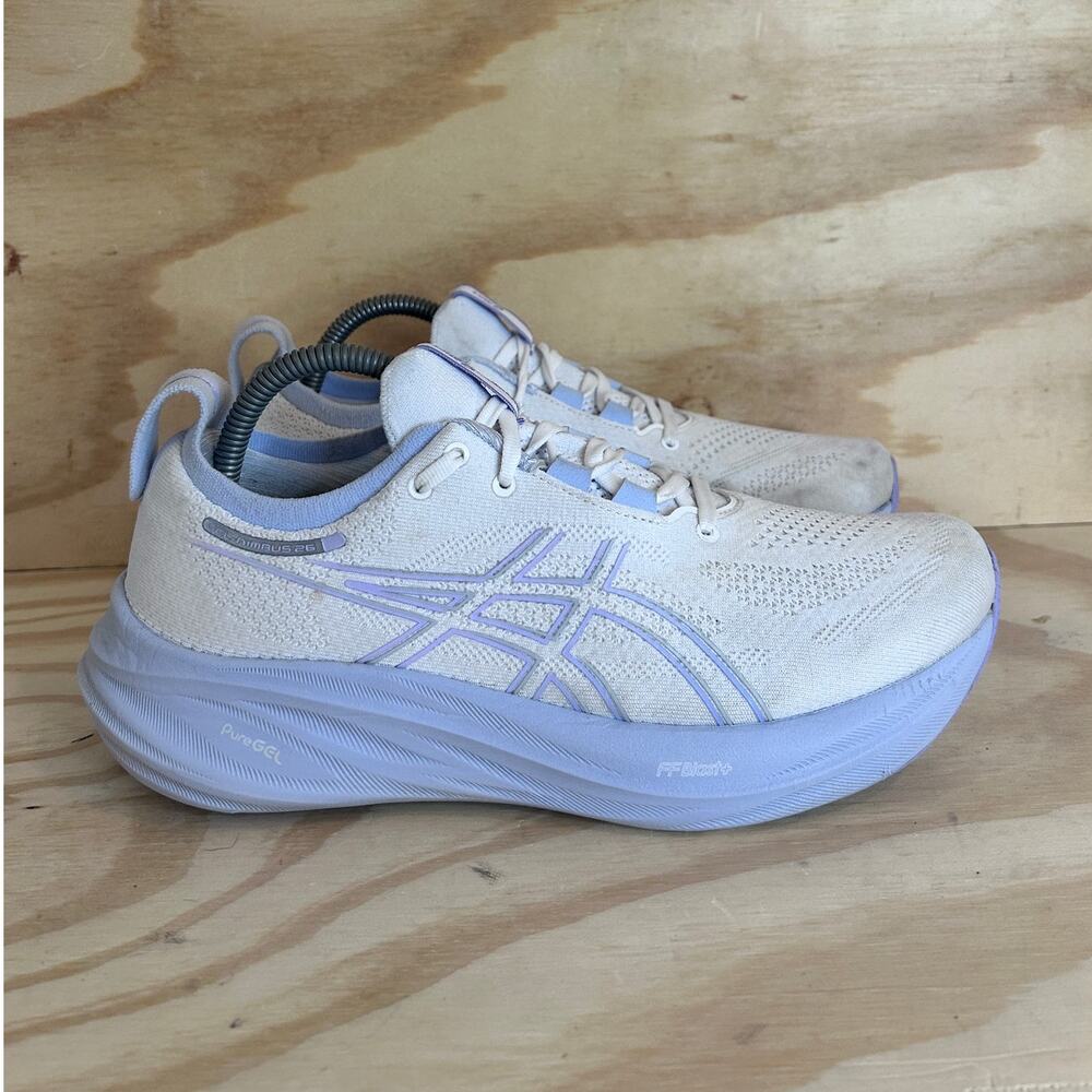 Asics - Gel-Nimbus 26 - Running Shoes - White/Blue - Women's - 9.5 - 1012B601